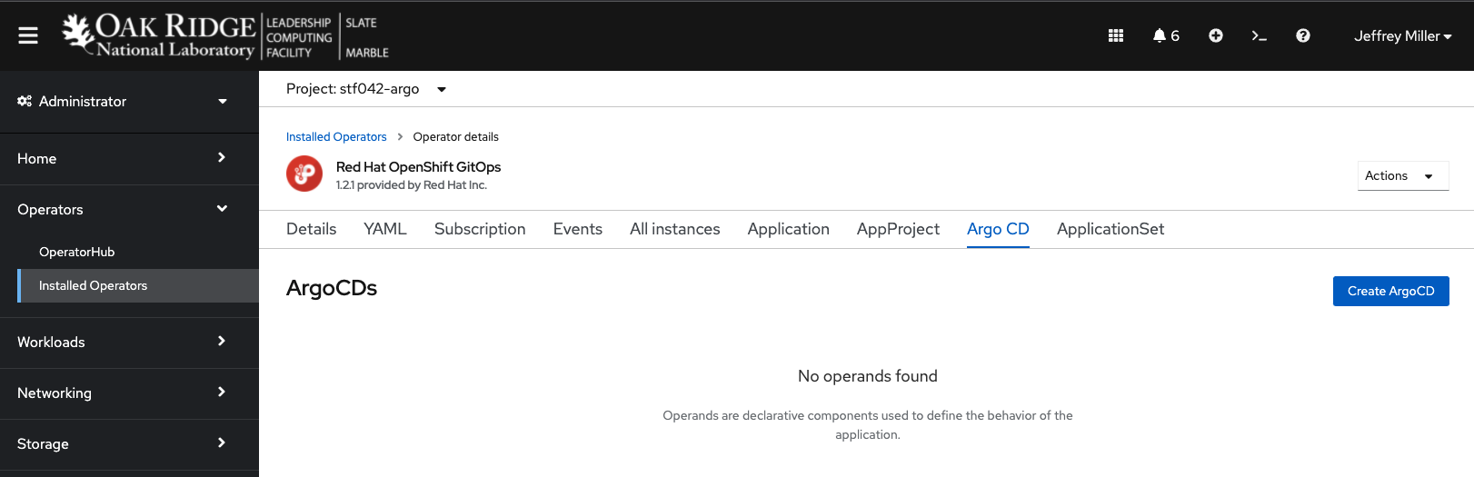 Image of OpenShift UI for creating an ArgoCD instance.